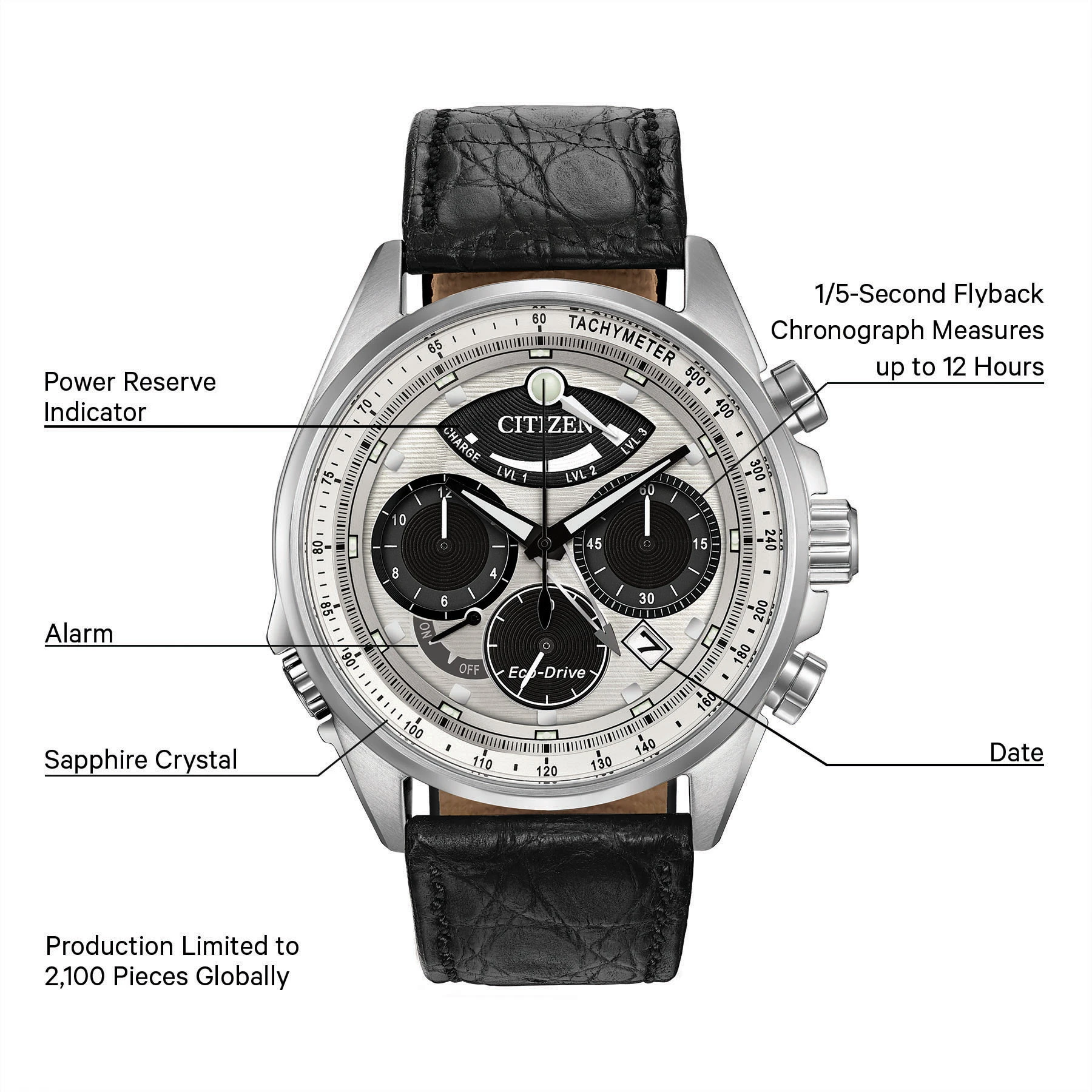 Caliber 2100 Silver-Tone Dial Genuine Crocodile Strap AV0060-00A